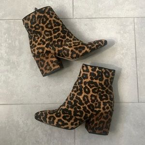 Calf hair cheetah print booties